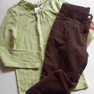 New With Tags  Size 9 Gymboree Brown Cords and Green Long-Sleeve Shirt